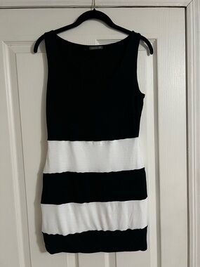 Soprano black white stripe dress